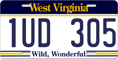 WV license plate 1UD305