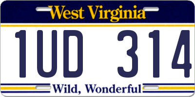 WV license plate 1UD314