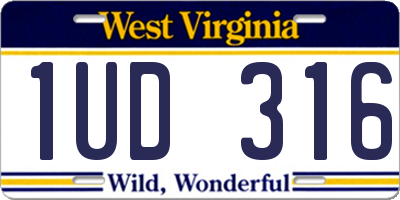 WV license plate 1UD316