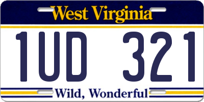 WV license plate 1UD321