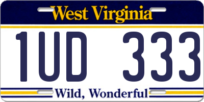 WV license plate 1UD333