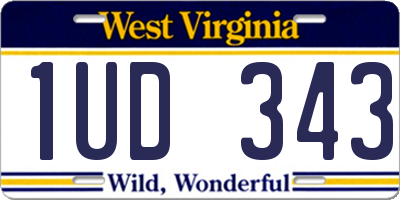 WV license plate 1UD343