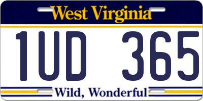 WV license plate 1UD365