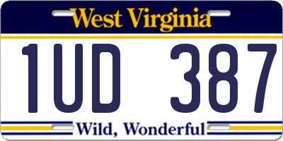 WV license plate 1UD387