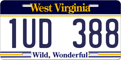 WV license plate 1UD388