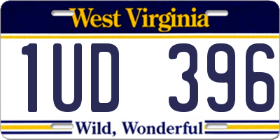 WV license plate 1UD396