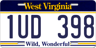WV license plate 1UD398