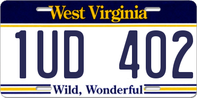 WV license plate 1UD402