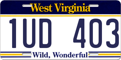 WV license plate 1UD403