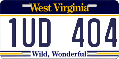 WV license plate 1UD404