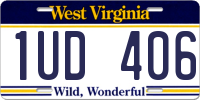 WV license plate 1UD406