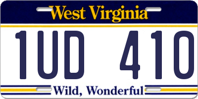 WV license plate 1UD410