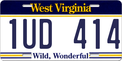 WV license plate 1UD414