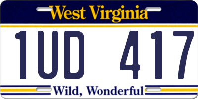 WV license plate 1UD417