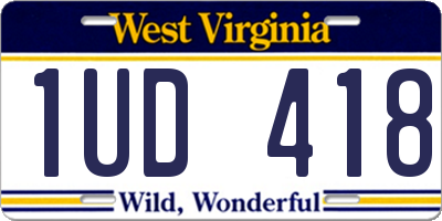 WV license plate 1UD418