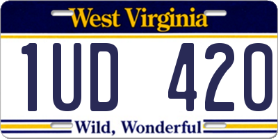 WV license plate 1UD420