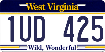 WV license plate 1UD425