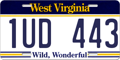 WV license plate 1UD443