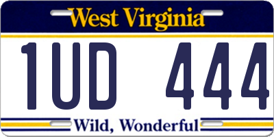 WV license plate 1UD444