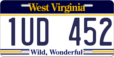 WV license plate 1UD452