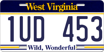 WV license plate 1UD453