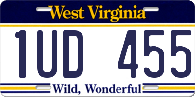WV license plate 1UD455
