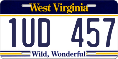 WV license plate 1UD457