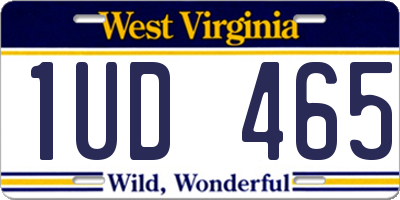 WV license plate 1UD465