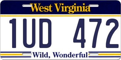WV license plate 1UD472