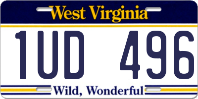 WV license plate 1UD496