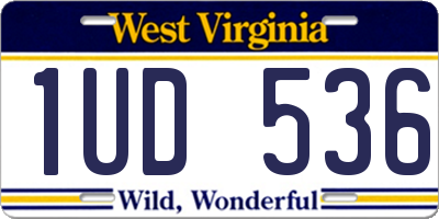 WV license plate 1UD536