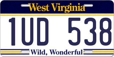 WV license plate 1UD538