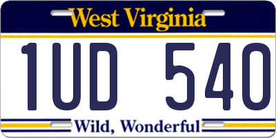 WV license plate 1UD540