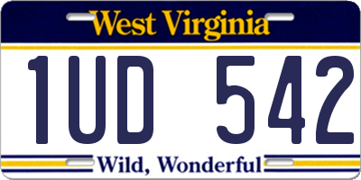 WV license plate 1UD542