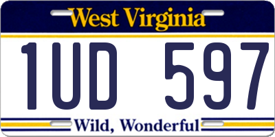WV license plate 1UD597