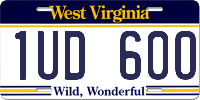 WV license plate 1UD600