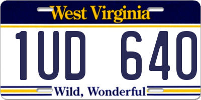 WV license plate 1UD640