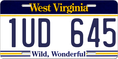 WV license plate 1UD645