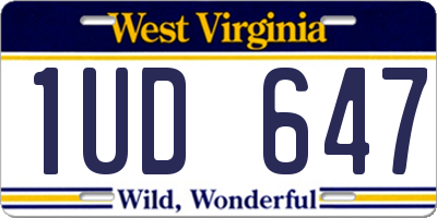 WV license plate 1UD647