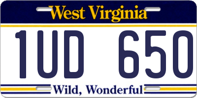 WV license plate 1UD650