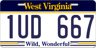 WV license plate 1UD667