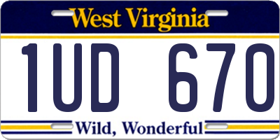 WV license plate 1UD670