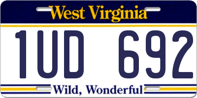 WV license plate 1UD692