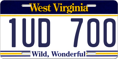 WV license plate 1UD700