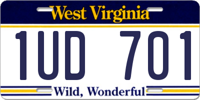 WV license plate 1UD701
