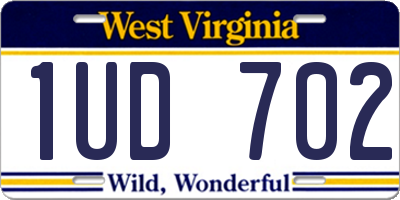 WV license plate 1UD702