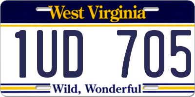 WV license plate 1UD705