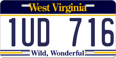 WV license plate 1UD716