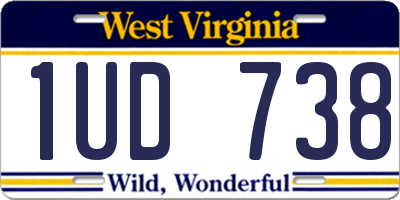 WV license plate 1UD738