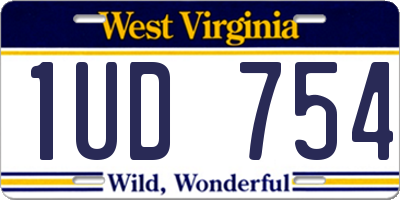 WV license plate 1UD754